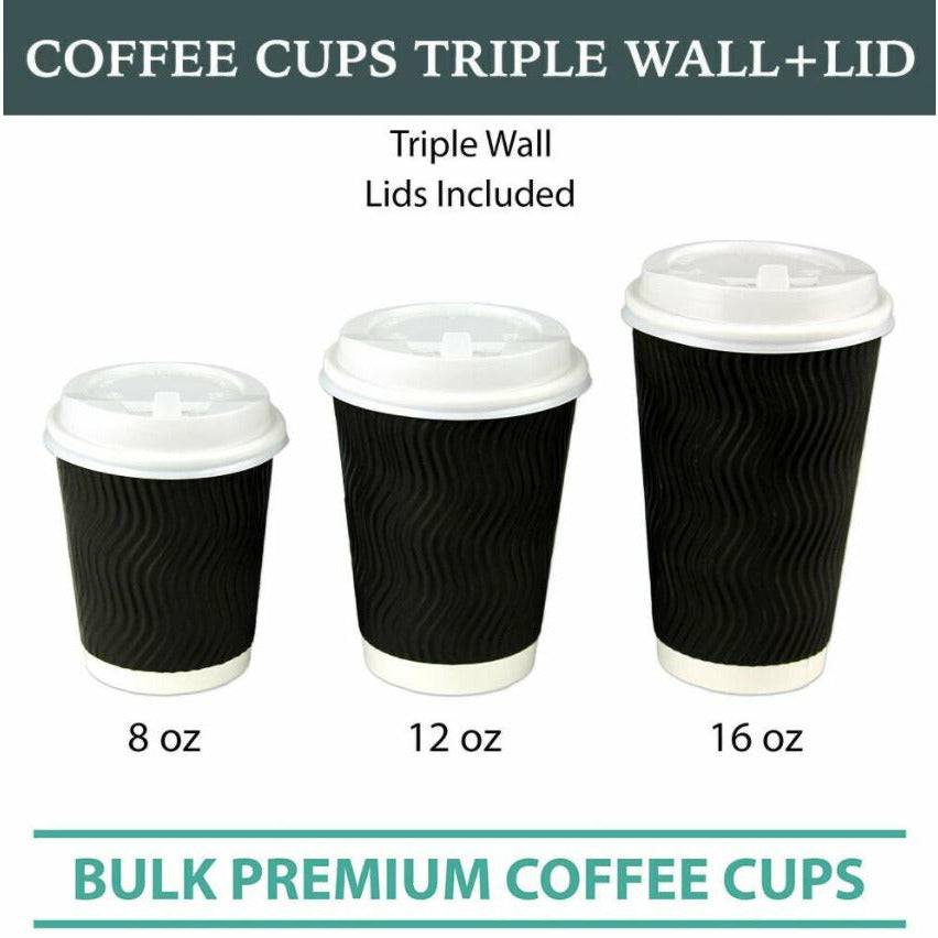 16oz (Large) 200pcs Disposable Coffee Cups Bulk Takeaway Paper Triple –  Tavice USA