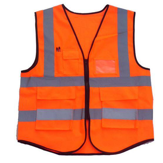Hi Vis Safety Vest Reflective Tape Zip Up Workwear Pocket Night High V ...
