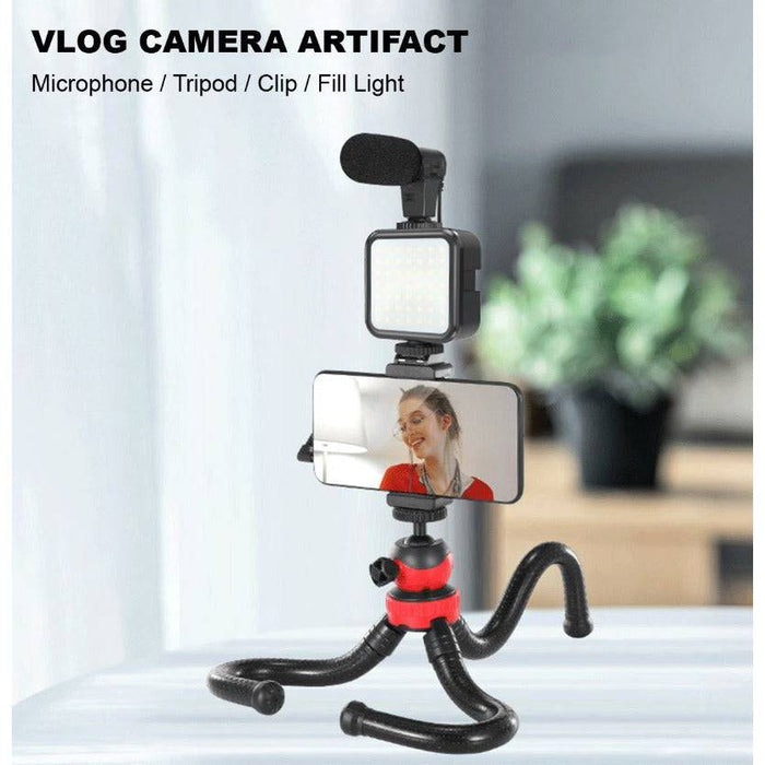 04LM Vlogging Kit LED Light Mobile Vlog Phone Video Selfie Stand Gorilla Tripod - Battery Mate