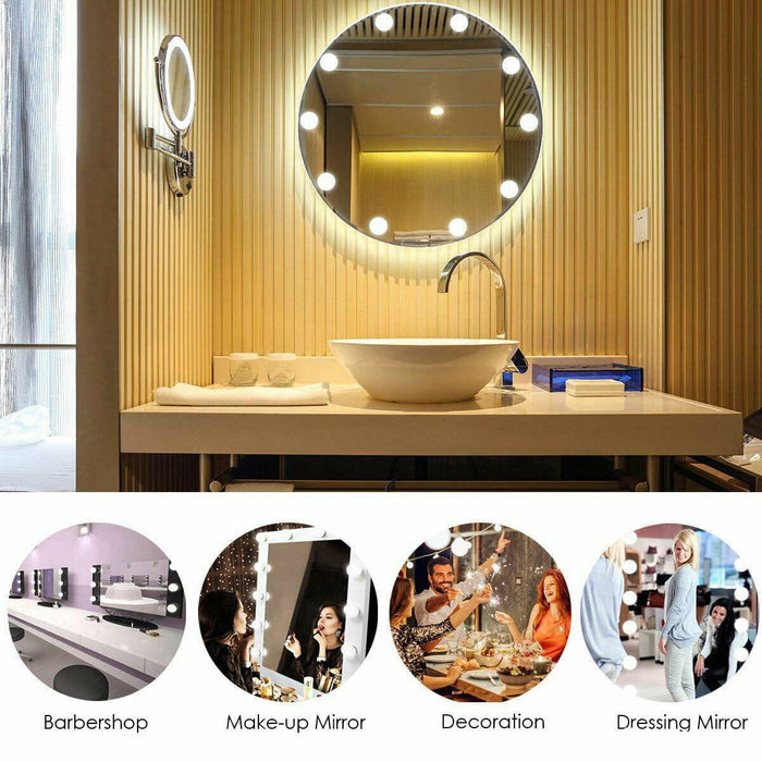 10 Bulbs Hollywood Style Dimmable Lamp Vanity Light LED Make Up Mirror Lights - Battery Mate