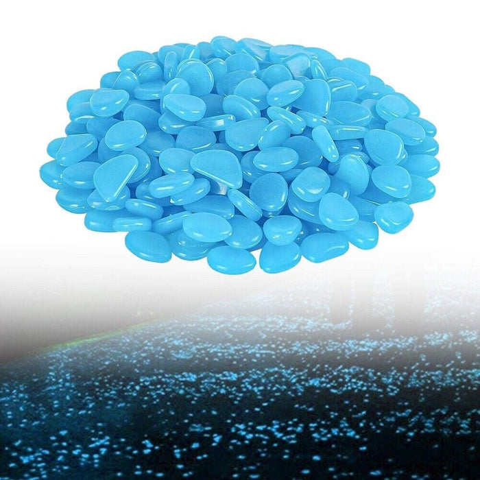 10 Pack Blue Pebbles Stone Glow in the Dark Rock Fish Tank Stones Garden Road Dec - Battery Mate