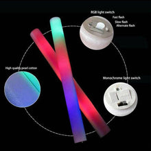 Load image into Gallery viewer, 10 Pack | LED Foam Sticks RGB Thunder Wand Glow Sticks Flashing Light Rave Party - Battery Mate