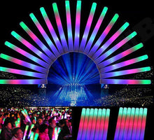 Load image into Gallery viewer, 10 Pack | LED Foam Sticks RGB Thunder Wand Glow Sticks Flashing Light Rave Party - Battery Mate