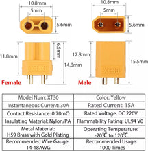 Load image into Gallery viewer, 10 pairs XT30 Male Female Bullet Connector Plug For Lipo Battery - Battery Mate