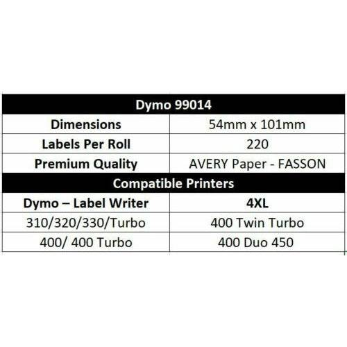 10 Rolls | Dymo Compatible SD99014 LabelWriter 450 Seiko Product Labels 54mm x 101mm 99014 - Battery Mate