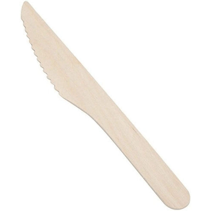 100 Pack | Disposable Wooden Knife All-Natural, Eco-Friendly, Biodegradable, and Compostable - Battery Mate