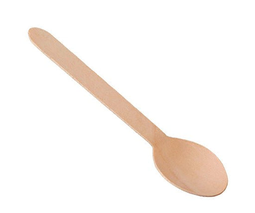 100 Pack | Eco Friendly Wooden Cutlery Spoon Natural - Battery Mate