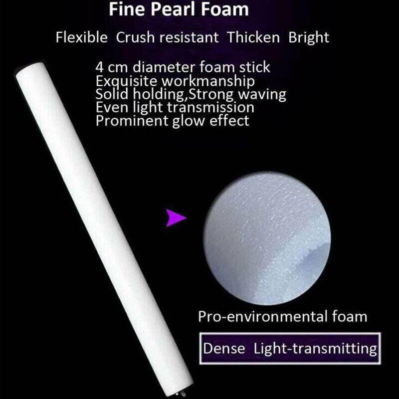 100 Pack | LED Foam Sticks RGB Thunder Wand Glow Sticks Flashing Light Rave Party - Battery Mate