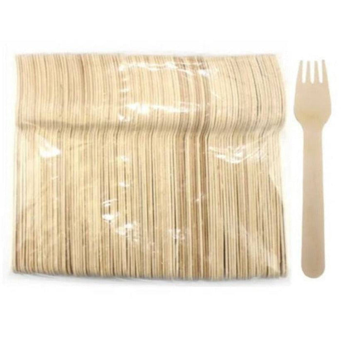 1000 Pack | Disposable Wooden Fork Biodegradable - Battery Mate