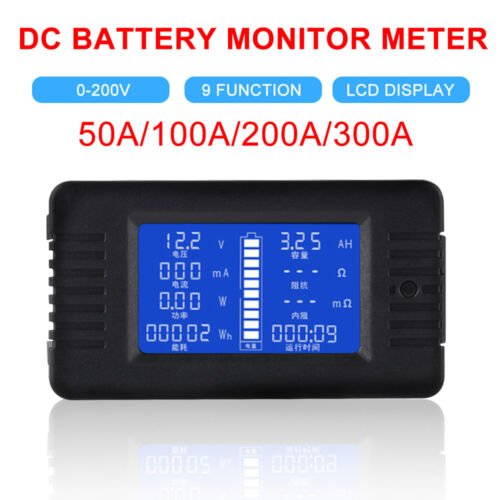 100A LCD Display DC Battery Monitor Meter 200V Voltmeter Amp For RV System - Battery Mate