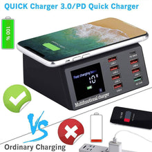Load image into Gallery viewer, 100W 8 Ports Multi USB Charger Quick Charge Fast Wireless Charging Station HUB - Battery Mate