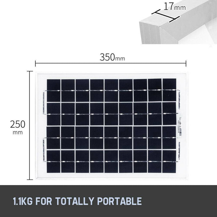 10W Solar Panel Kit 12V Power Caravan Camping Battery Charging Home Garden - Battery Mate