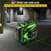 12 Lines Green Laser Level Self Leveling 3x360° Cross Line - Battery Mate