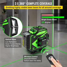 Load image into Gallery viewer, 12 Lines Green Laser Level Self Leveling 3x360° Cross Line - Battery Mate