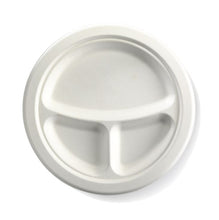 Load image into Gallery viewer, 125 Pack | 100% Compostable 10 inch Heavy-Duty Plate with 3 Compartment - Battery Mate