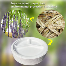 Load image into Gallery viewer, 125 Pack | 3 Compartment Plates Heavy Duty &amp; Biodegradable - Battery Mate