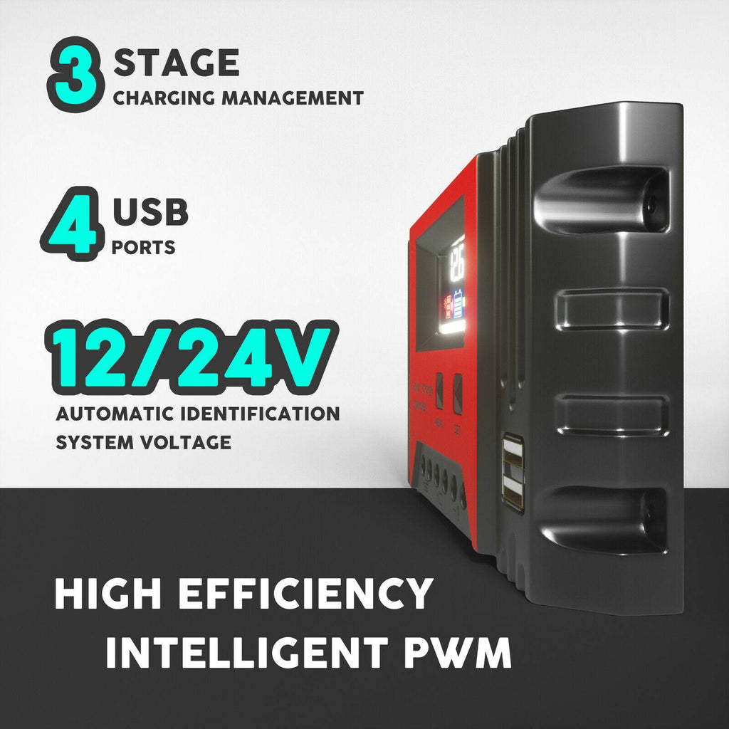 12v & 24V 40A Solar Panel Battery Regulator Charge Controller with 4 USB - Battery Mate