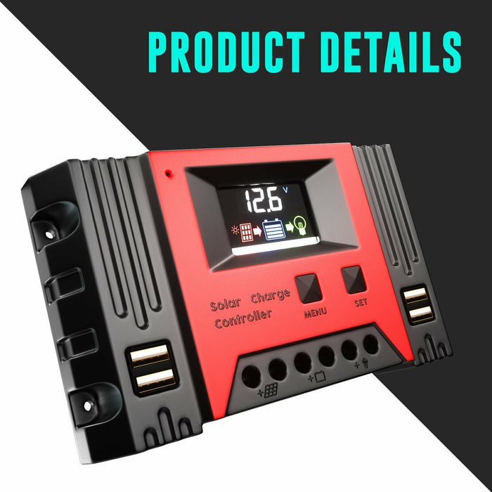 12v & 24V 40A Solar Panel Battery Regulator Charge Controller with 4 USB - Battery Mate