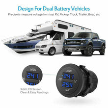 Load image into Gallery viewer, 12v / 24V AUX LED Dual Voltmeter Voltage Gauge Battery Monitor Panel Car Boat RV - Battery Mate