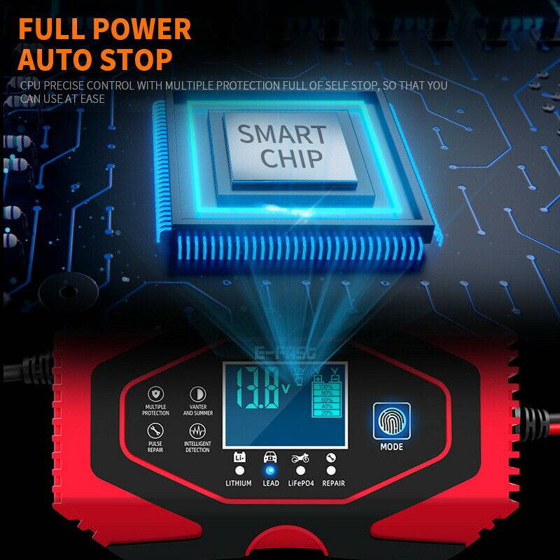 12V 24V Car Battery Charger Lead-acid AGM GEL-Lithium LiFePO4 Battery Repair Use - Battery Mate