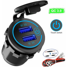 Load image into Gallery viewer, 12V Car Cigarette Lighter Socket Dual QC3.0 USB Ports Fast Charger Power Adapter - Battery Mate