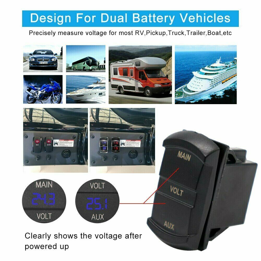 12V Volt meter Dual Battery Monitor LED Digital Car Boat Voltage Marine Gauge - Battery Mate