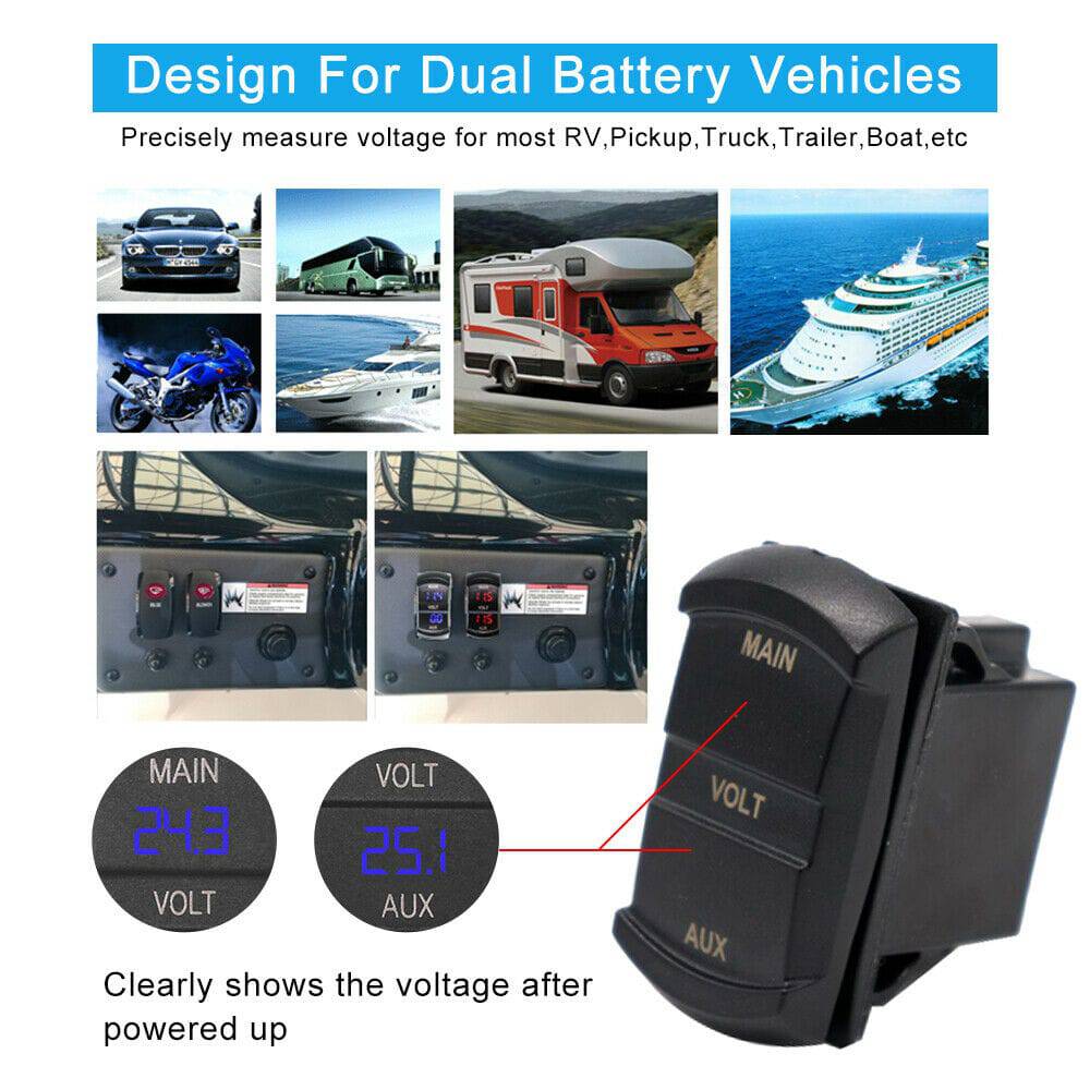 12V Volt meter Dual Battery Monitor LED Digital Car Boat Voltage Marine Gauge AU - Battery Mate