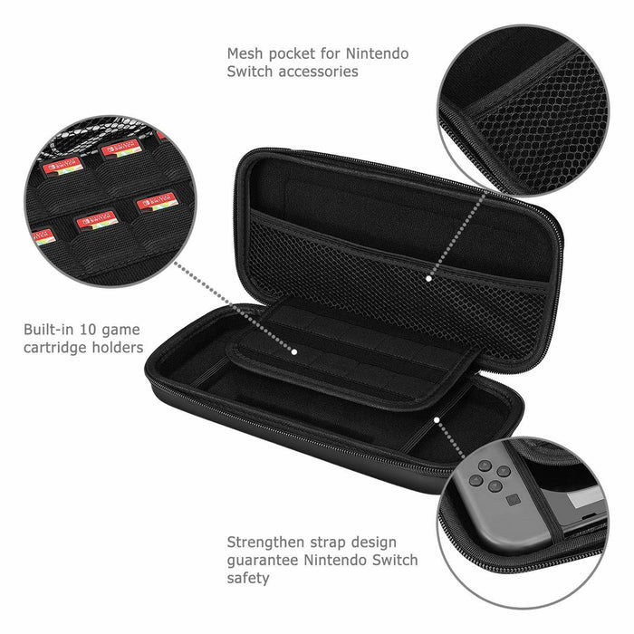 15 in 1 Nintendo Switch Travel Case EVA Hard Bag + Screen Protector + MANY Accessories - Battery Mate