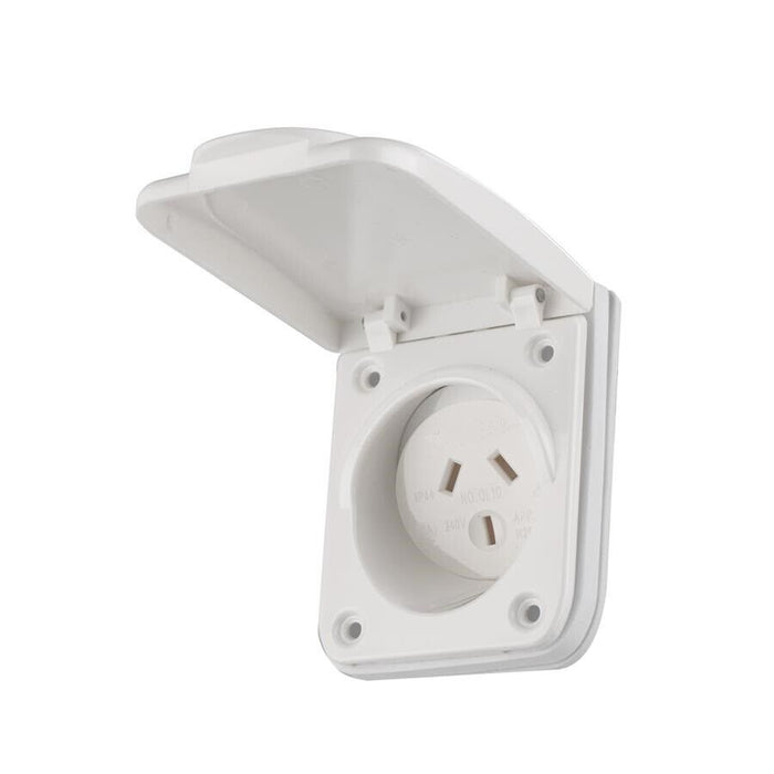 15A Amp RV Caravan Power Outlet 240V Motor Home Socket White - Battery Mate