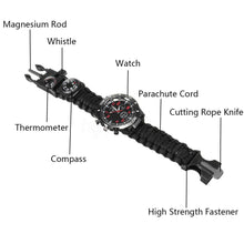 Load image into Gallery viewer, 16 in 1 Camping Hiking Gear Survival Watch Compass Flint Fire Thermometer - Battery Mate