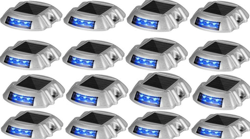 [16 Pack] Solar Driveway Lights Blue 16-Pack Solar Powered Deck Light Lamp Outdoor Road - Battery Mate