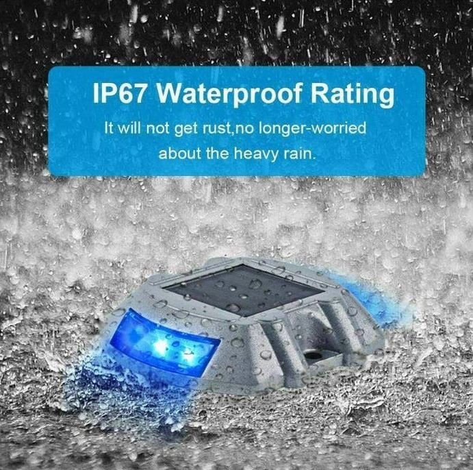 [16 Pack] Solar Driveway Lights Blue 16-Pack Solar Powered Deck Light Lamp Outdoor Road - Battery Mate