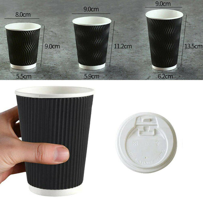 16oz (Large) 1000pcs Disposable Coffee Cups Bulk Takeaway Paper Triple Wall Take Away - Battery Mate