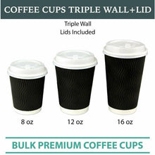 Load image into Gallery viewer, 16oz (Large) 50pcs Disposable Coffee Cups Bulk Takeaway Paper Triple Wall Take Away - Battery Mate