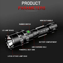 Load image into Gallery viewer, 180000LM L2 LED Tactical Flashlight USB Rechargeable Camping Hunting Torch - Battery Mate