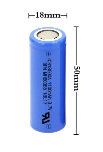 18500 3.7V 1100mAh Li-Ion Rechargeable Battery - Battery Mate