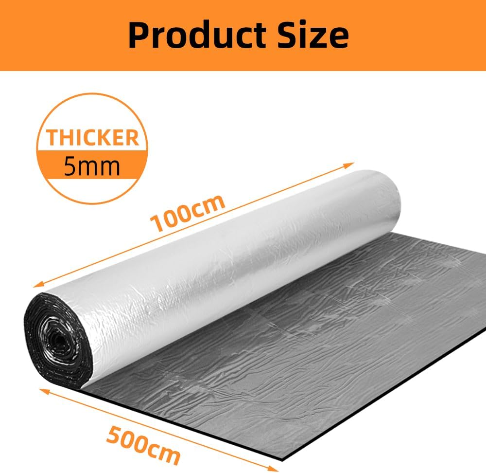 1Mx5M Sound Deadener Roller Car Insulation Mat Heat Shield Noise Adhesive Foam - Battery Mate