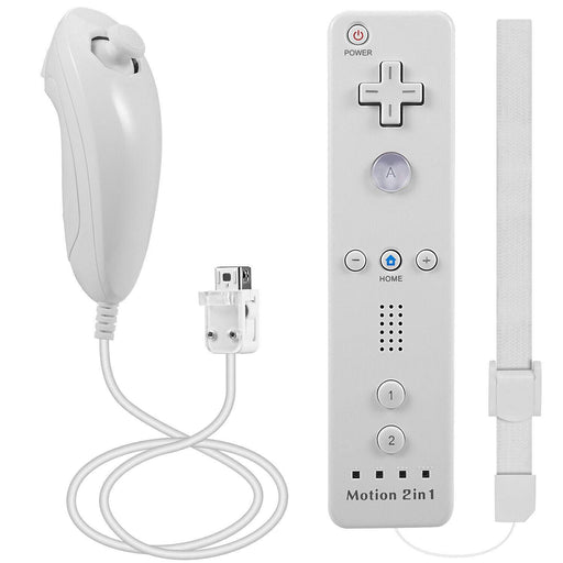 [2 Pack] 2in1 Built-in Motion Plus Remote Nunchuck Controller For Nintendo Wii - Battery Mate