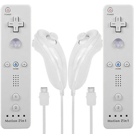 [2 Pack] 2in1 Built-in Motion Plus Remote Nunchuck Controller For Nintendo Wii - Battery Mate