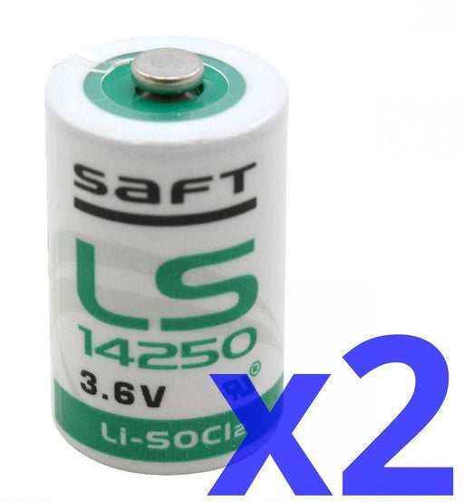 2 Pack | 3.6V 1/2 AA Lithium Battery 1.2Ah, Saft LS14250, R6 Li-SOCl2 - Battery Mate