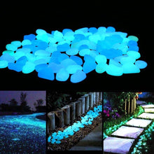Load image into Gallery viewer, 2 Pack Blue Pebbles Stone Glow in the Dark Rock Fish Tank Stones Garden Road Dec - Battery Mate