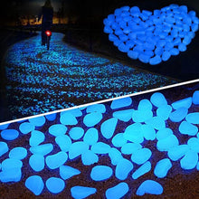 Load image into Gallery viewer, 2 Pack Blue Pebbles Stone Glow in the Dark Rock Fish Tank Stones Garden Road Dec - Battery Mate