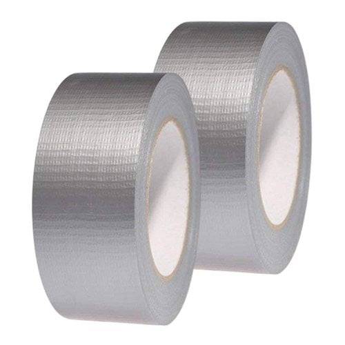 2 Pack | Cloth Duct Tape Gaffer Craft Self Adhesive Repair Silver 48mm Waterproof - Battery Mate