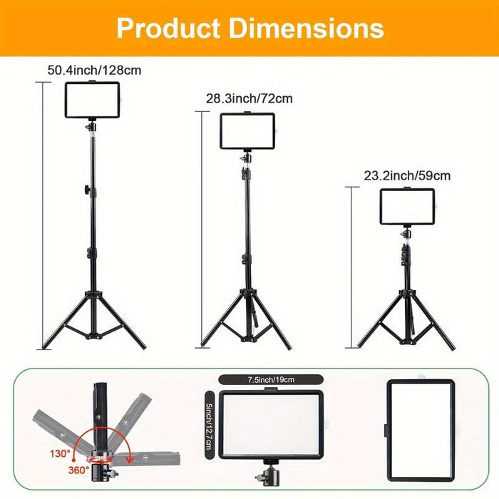 2-Pack Dimmable 5600K USB LED Video Light with Adjustable Tripod Stand - Battery Mate