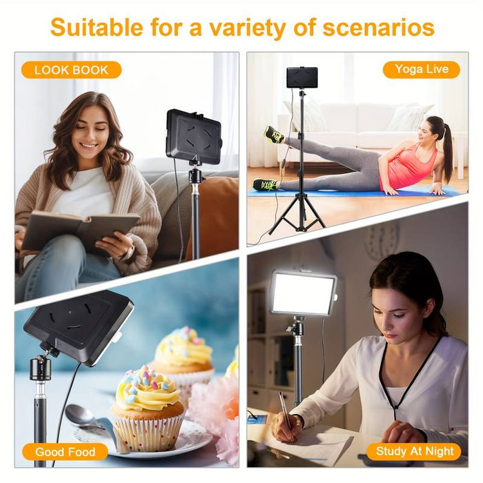 2-Pack Dimmable 5600K USB LED Video Light with Adjustable Tripod Stand - Battery Mate