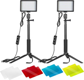 2-Pack Dimmable 5600K USB LED Video Light with Adjustable Tripod Stand - Battery Mate