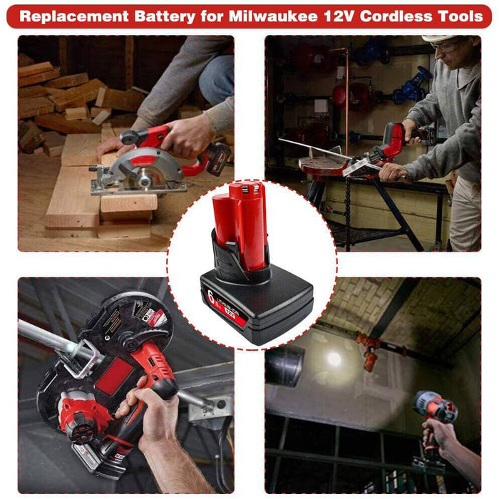 [2 Pack] Milwaukee M12 12V Compatible Battery | 6.0Ah High Capacity - Battery Mate