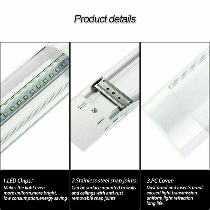 2 Pcs LED Slim Ceiling Batten Light Daylight 60CM Coolwhite 6500K 2-4FT - Battery Mate