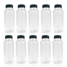 Load image into Gallery viewer, 20 Pack | 250ml Clear Bottles Round PET With Black Lids Tamper Evident - Battery Mate
