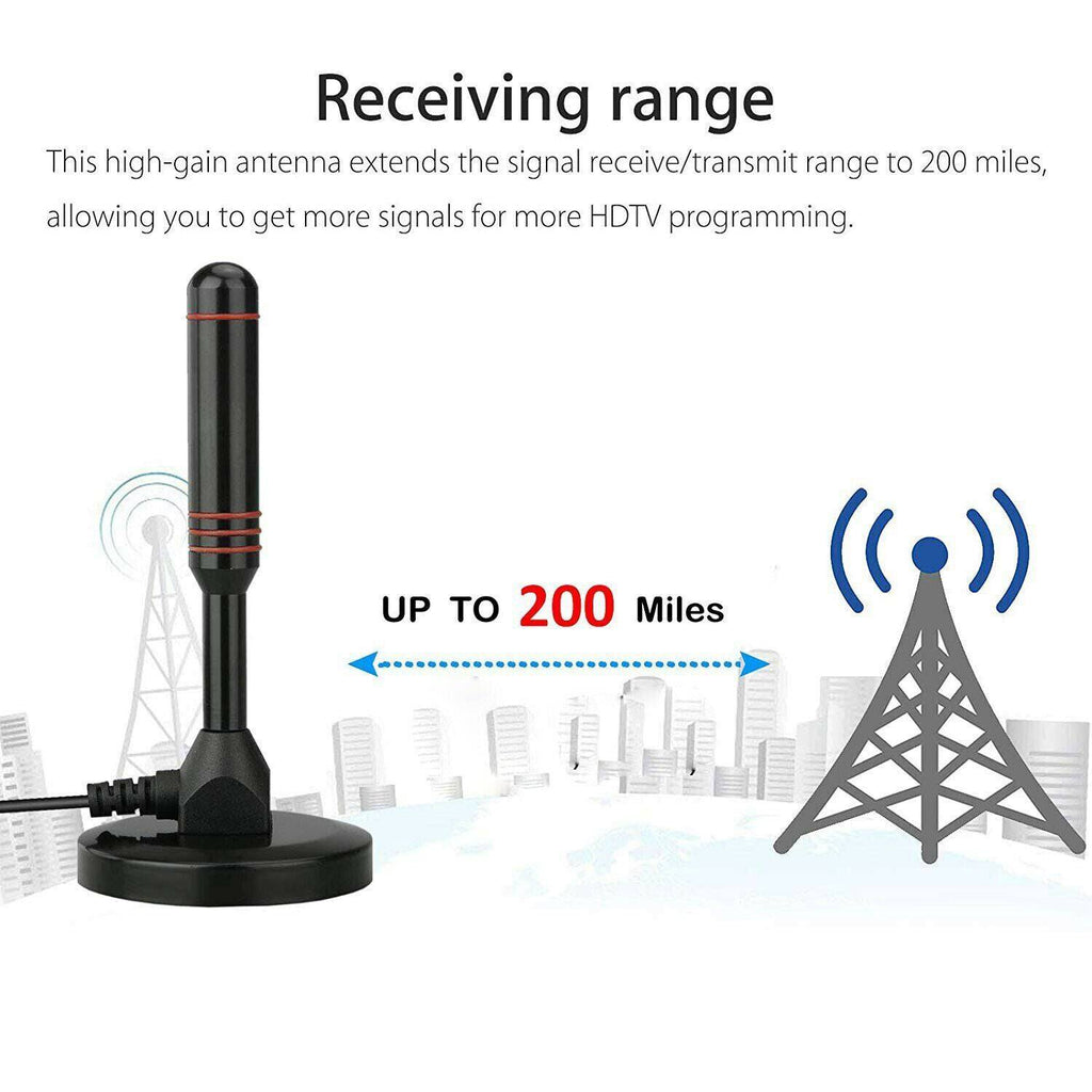200 Mile Portable TV Antenna Indoor Outdoor Caravan Digital Freeview Aerial Ariel - Battery Mate